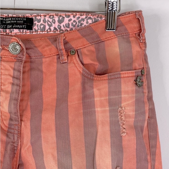 Scotch & Soda Conductor Stripe Distressed Denim Shorts Size 27 - Picture 3 of 10